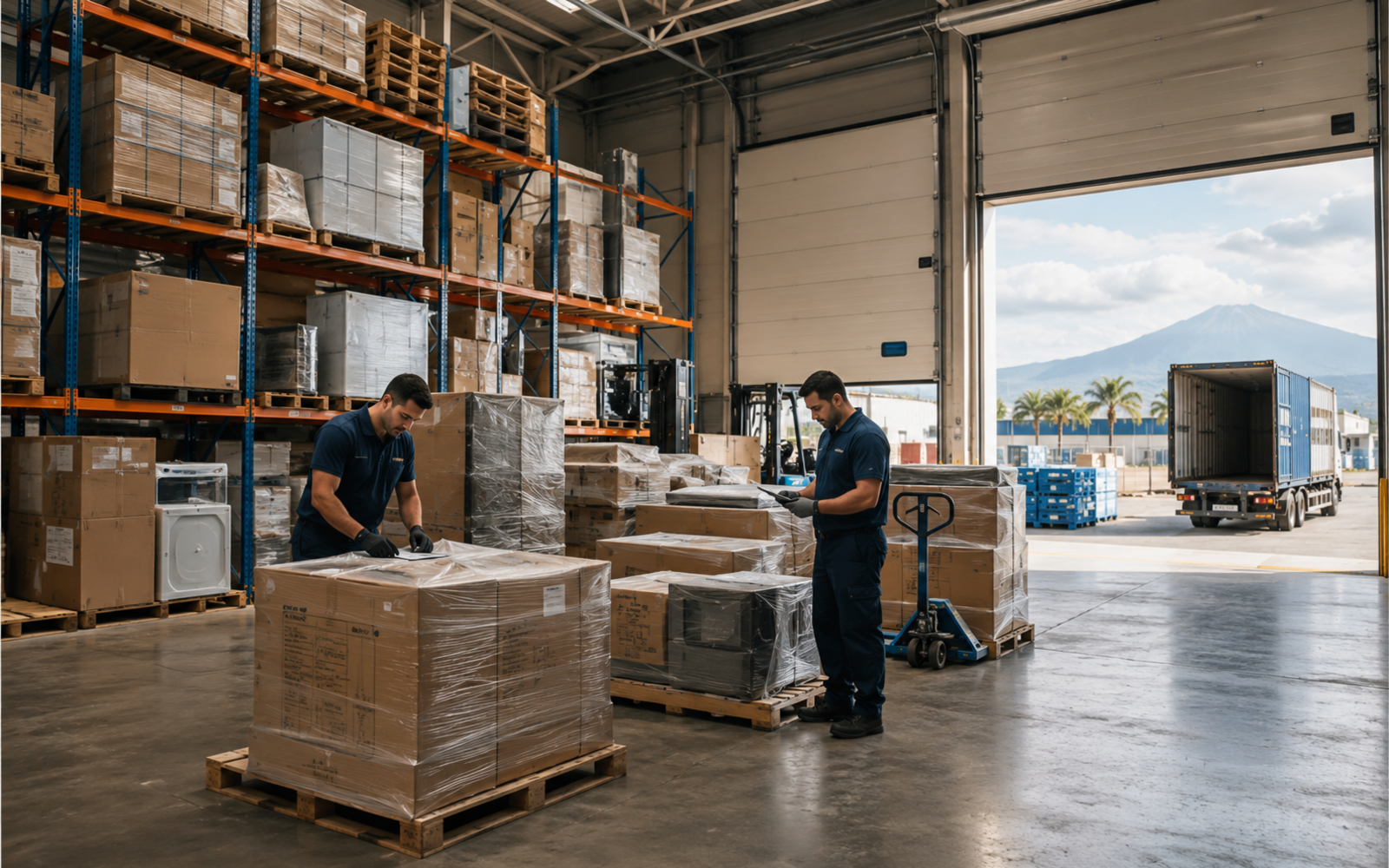 Catania consolidation depot preparing furniture and goods for Malta transport