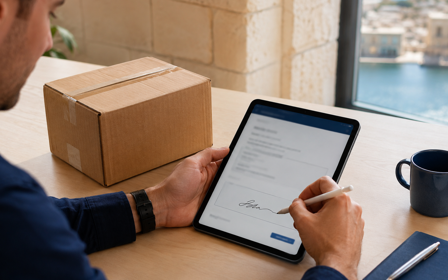 Signing a parcel collection mandate