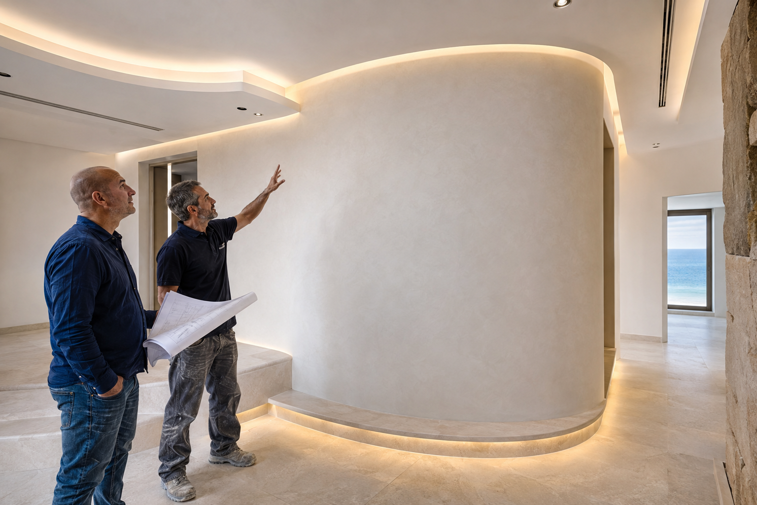 Completed plasterboard feature and project review